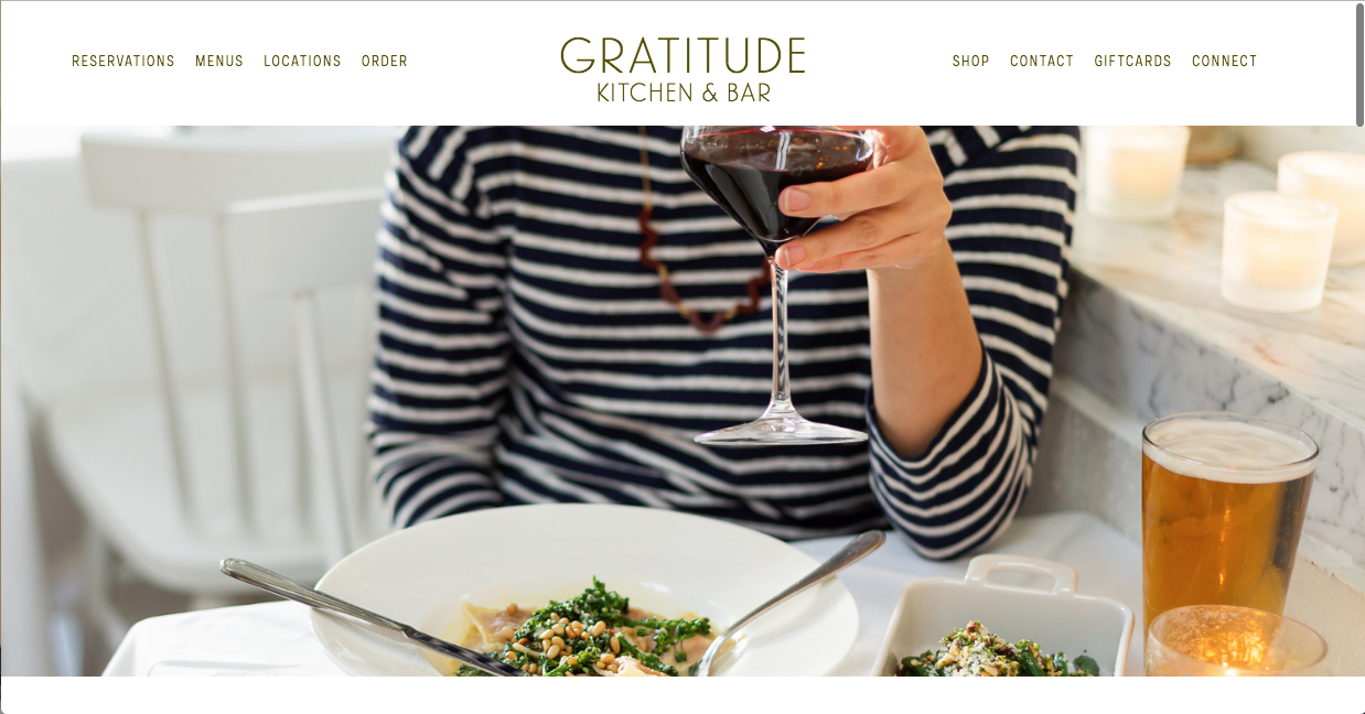 this is an image of gratitude kitchen and bar website